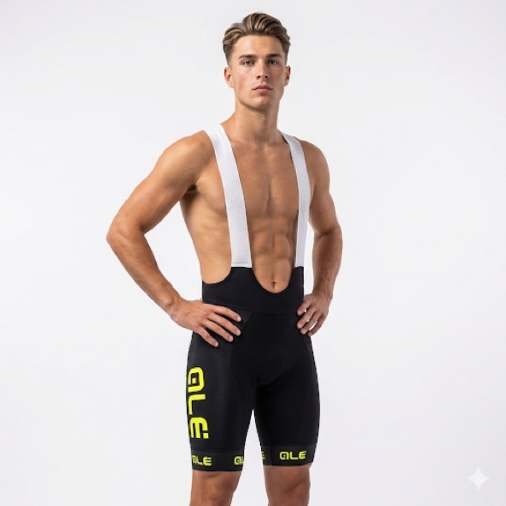 Ale Mens PRR Padded Road Bike Bib Shorts Neon Size Large